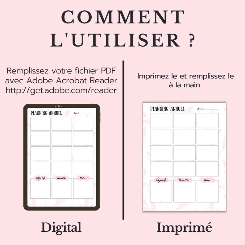 Lots de plannings roses 2024 16 pages PDF à télécharger A4/A5/US LETTER
