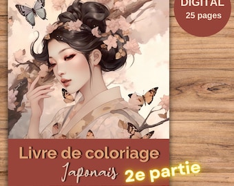 Dibujos para colorear de Japón para adultos (paisajes y personajes) Parte 2 - 25 páginas - Producto digital - Formato PDF A4