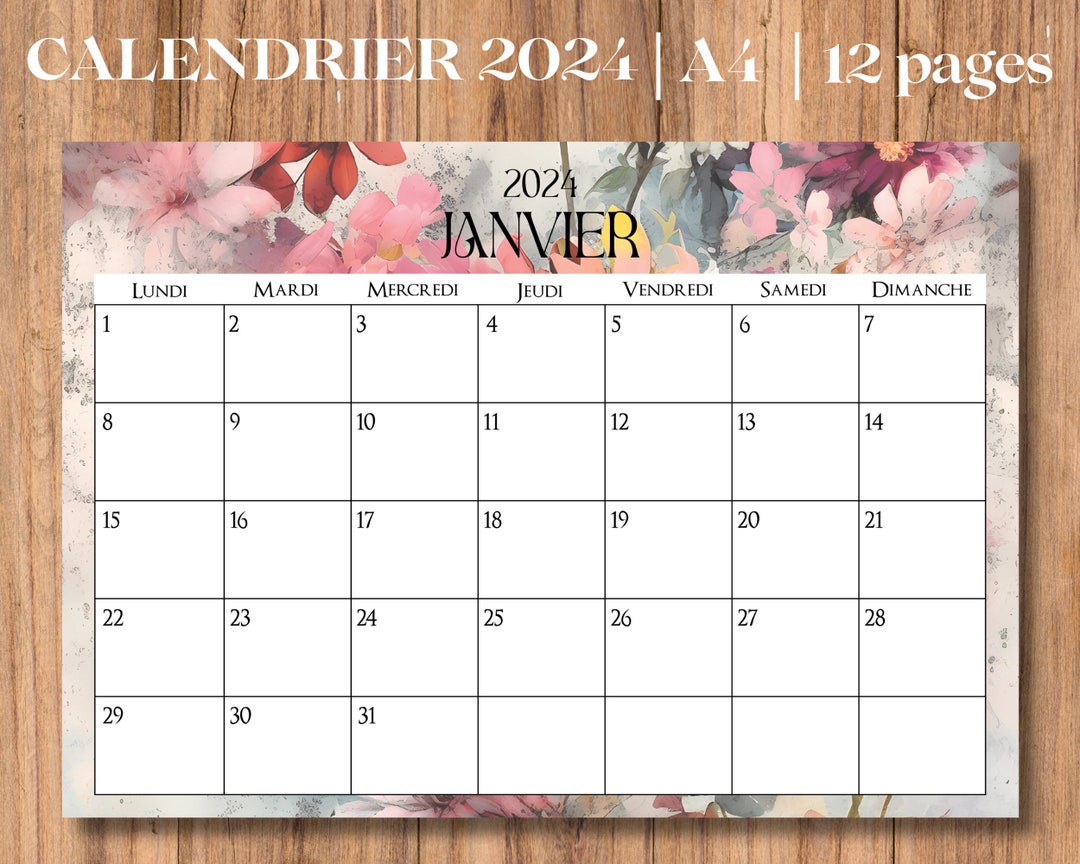2024 Calendar In French Printable