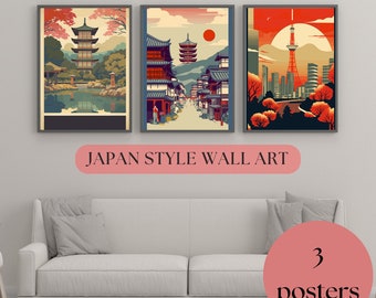 3 vintage wall art bundle - digital product - 3600x5400 size