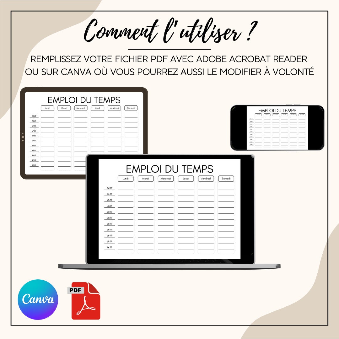 Timetable - Minimalist Design - Printable PDF and Editable Canva Link ...