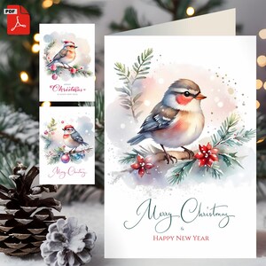 3 kerstkaarten met gedicht - Vouwkaart + eenvoudige dubbelzijdige versie - Standaardformaten 12,7x17,8 cm (5 x 7 inch) - Digitaal product