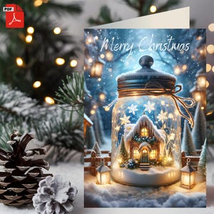 Kerstkaart met tekst - Vouwkaart + eenvoudige dubbelzijdige versie - Standaardformaten 12,7x17,8 cm (5 x 7 inch) - Digitaal product