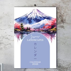 Japanischer Landschaftskalender 2025 | 12 Monate + Deckung | A3, A4, A5, US LETTER-Formate | Digitales Produkt