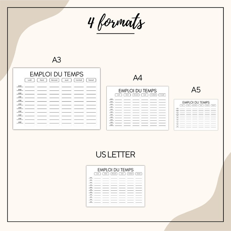 Timetable - Minimalist Design - Printable PDF and Editable Canva Link ...