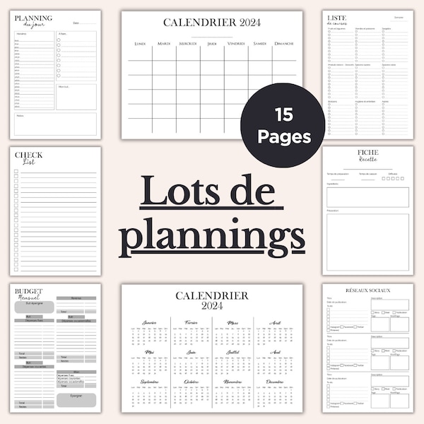 2024 planner bundles - 15 pages - PDF download - A4/A5/US LETTER