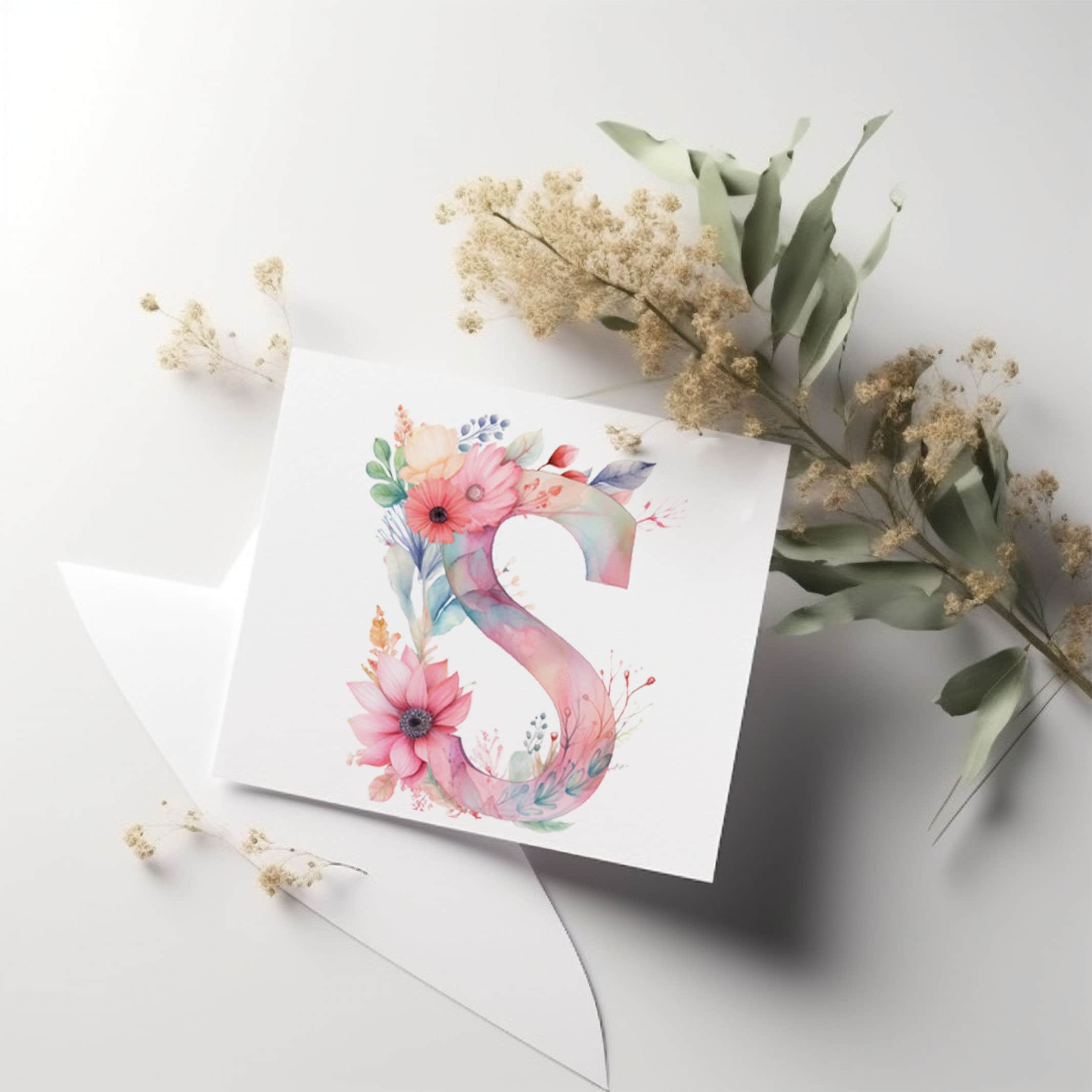 Pastel Floral Alphabet Png, 26 Floral Letters Clipart, Boho Letter