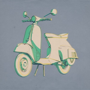 Impresión de scooter vintage, patrón de semitonos, paquete de 4 variaciones de color