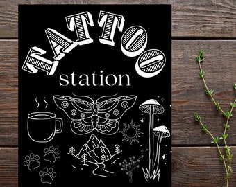 Outdoorsy Tattoo Sation Schild, Hochzeit Tattoo Station Schild, Tattoo Station, Hochzeit Tattoo Schild, Outdoorsy Tattoo