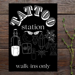 Witchy Tattoo Sation Sign, Wedding Tattoo Station Sign, Tattoo Station, Wedding Tattoo Sign, Witchy Tattoo, Magical Tattoo