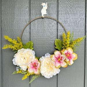 18" Ivory Peony Wreath for Front Door Spring & Summer Hoop Indoor Floral Wreath Wall Decor Home Decor Farmhouse Decor Door Hanger Wedding