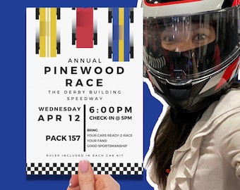 Editable Pinewood Race Car Derby Invitation! Race Car Party | Derby Race Car | 5x7, 4x6 or 8.5x11 | Digital ONLY Templates Canva - #DD02INV