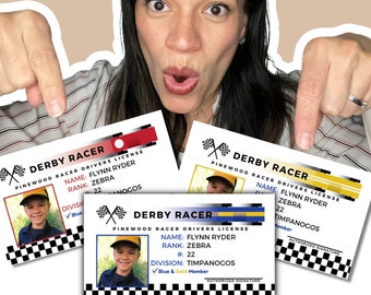 Editable Drivers License Pinewood Race Car Derby! Race Car Party | Derby Race | Derby 8.5x11 10-UP | Digital ONLY Canva Template - #DD03LIC