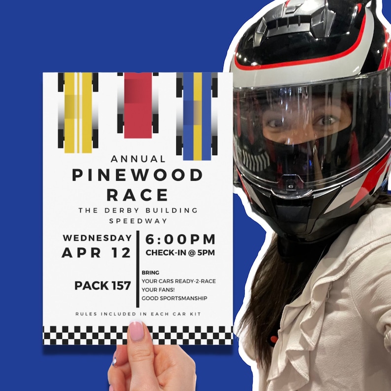 Editable Pinewood Race Car Derby Invitation Race Car Party Derby Race