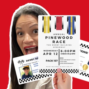 BUNDLE Digital CANVA Templates - Pinewood Race Car Derby! Derby Invites + Drivers Licenses + Toppers & Tags + Derby Pit Passes | #DD01BUN