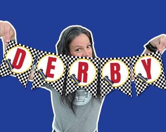 CYFROWY baner z proporczykiem na wyścigi samochodowe Pinewood! Znak imprezy wyścigowej | Baner na wyścigi samochodowe | JPG 5x7, 4x6 | Tylko do pobrania natychmiast - #DD06SIG