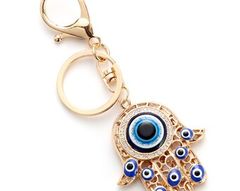 Evil Eye Pendant Necklace Stainless Steel Keychain Chain bag women men