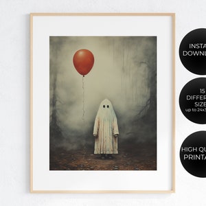 Ghost in the Foggy Forest Art Print , Halloween ghost wall art print , Dark Academia Room Decor , Ghost Print Poster , Instant Download image 2