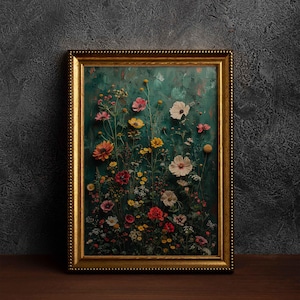 Vintage Wildflower Field Art Print: Farmhouse Floral Landscape (Digital Download)