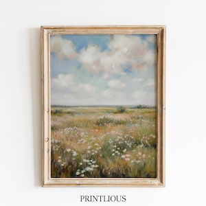 Spring Floral Print Spring Decor Wall Art Wildflower Field Landscape Painting Easter Decor Digital Art Spring Farmhouse Printable Decor