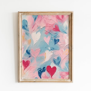 Valentines Day Decor Valentine Party Decor Heart Wall Art Valentines Day Wall Art Red Pink Heart Print Romantic Wall Art Digital Downloads