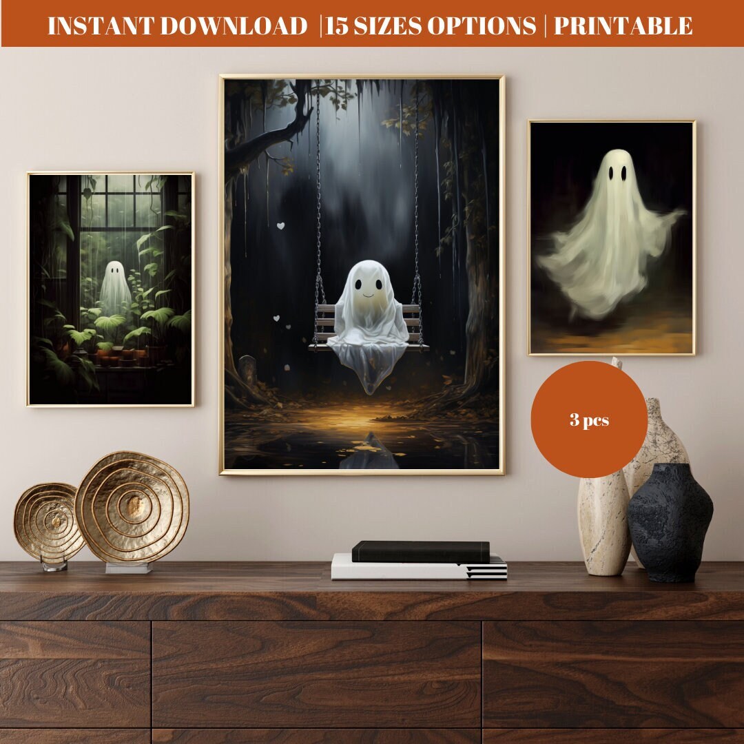 Halloween Geister Trio druckbare Wand Kunst Set unheimliche - Etsy.de
