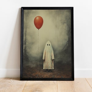 Ghost in the Foggy Forest Art Print , Halloween ghost wall art print , Dark Academia Room Decor , Ghost Print Poster , Instant Download image 4