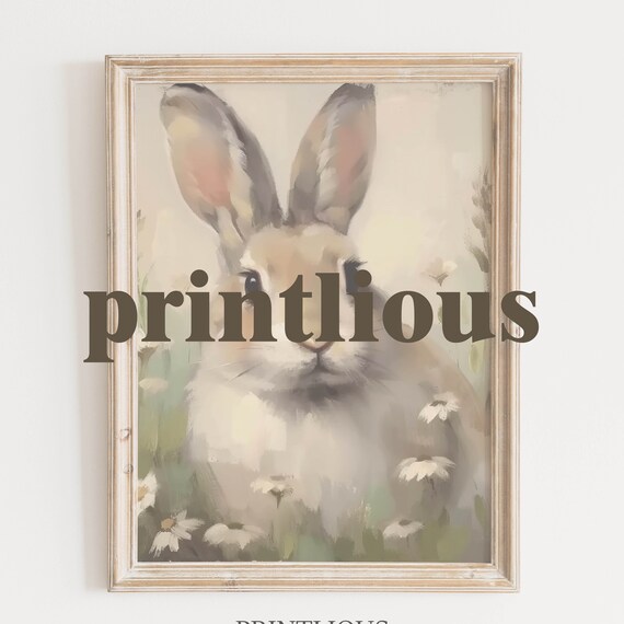 ★Original ART  ‘RABBIT' Primitive Vintage Hare Bunny Rabbit Jpeg Digital Image