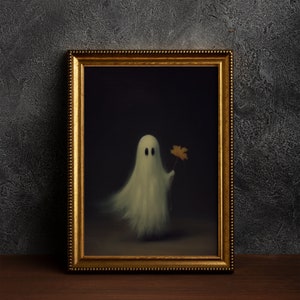 Cute Ghost Wall Art Print , Ghost in the Dark Room , Art Print, Halloween Art Print, Halloween Art, Halloween Wall Decor , Halloween Prins