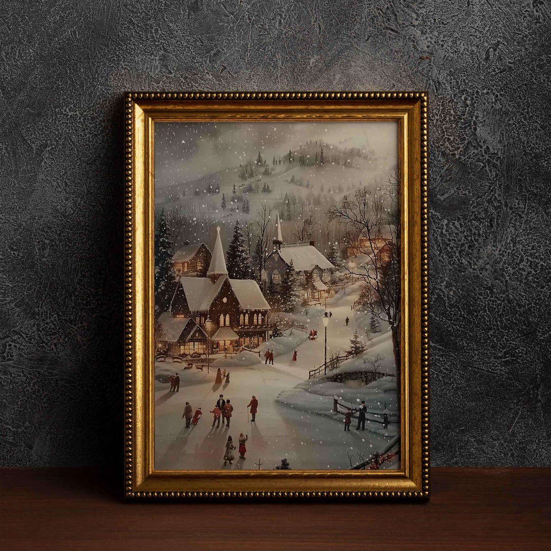 Rustic Winter Landscape Digital Wall Art, Winter Christmas Wall Art ...