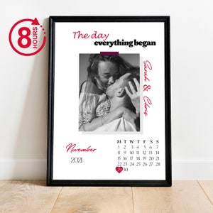 Personalisiertes Datum Poster mit Foto für Paar, Individueller Digitaler Paarkalender und Foto, Individuelles Geschenk für Paare, personalisierter Paardruck
