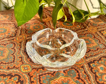 Vintage Daum Crystal Ashtray: Mid Century Floral Star Design