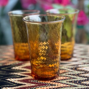Sleek Swirl Pattern Large Handmade Shot Glass | Vintage Amber | Mid Mod | Boho | Retro | Barware | Cocktail | Cordial