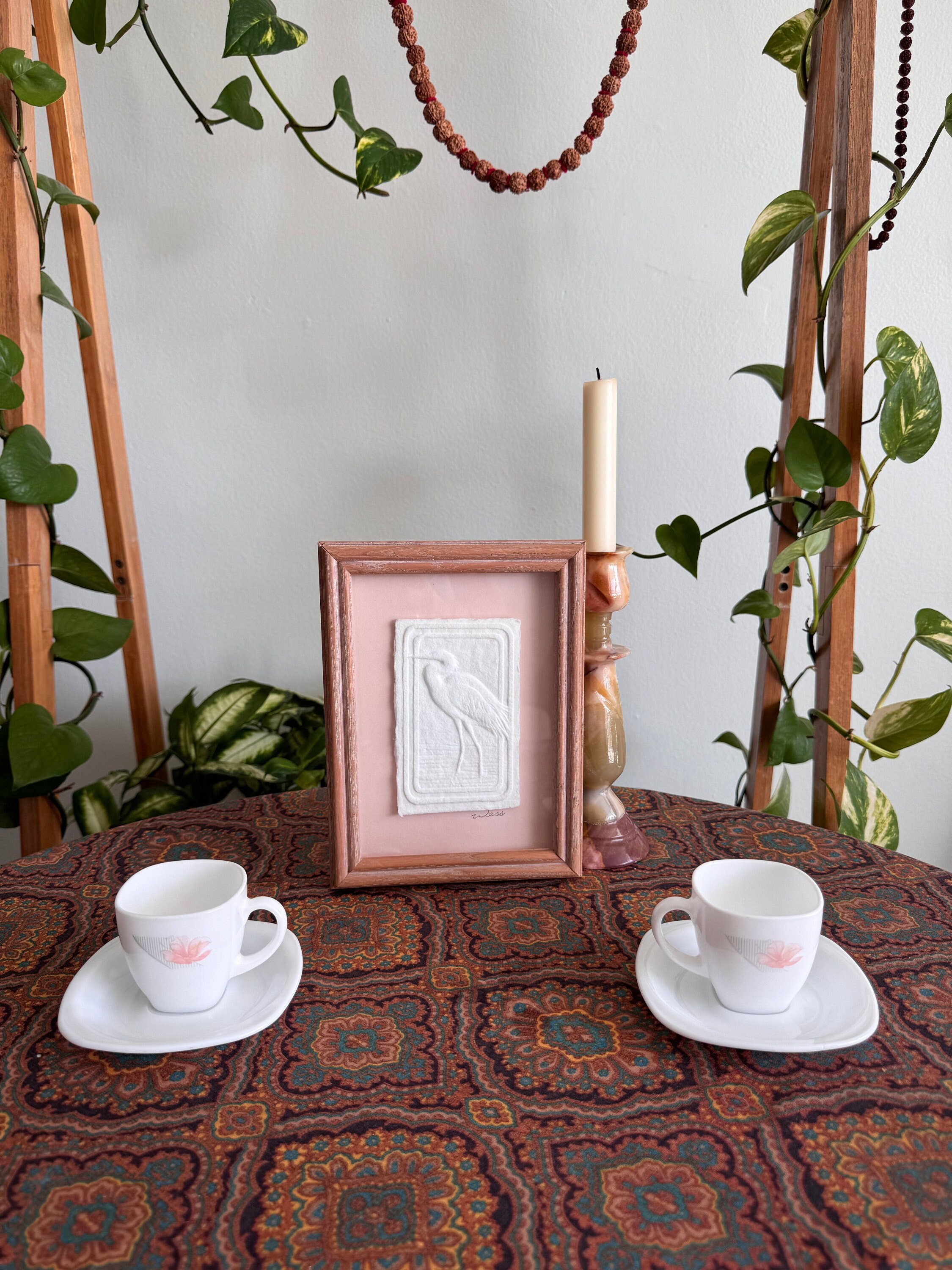 Vintage Arcopal Charmille Cup and Saucer Set: French White Pink Floral Espresso Dining
