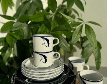 Vintage Dansk International Portugal Bistro Flora Bay Berry Design | Dining Set | Coffee Cup Saucer | Lunch Plate | Dinner Plate