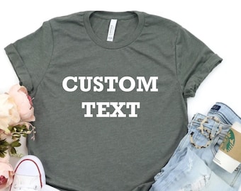 Camisetas con texto personalizado, camisetas personalizadas de Año Nuevo, camisetas personalizadas, camisetas personalizadas, añade tu propio texto, camisetas personalizadas