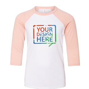 Custom Logo Custom Text 3/4 Sleeve Raglan Shirt, Custom Logo Raglan, Personalized Raglan, Custom Design Raglan, Youth Raglan, Toddler Raglan