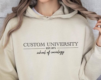 Custom University Hoodie, Custom College Sweatshirt, Personalized School Hoodie, Custom Design University Sweater, Personalized College