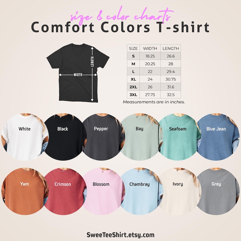 a t - shirt with different colors and sizes