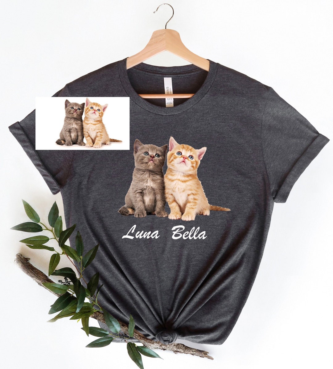 Custom Cat Photo and Name Shirt, Personalized Cat Shirt, Cat Lovers ...