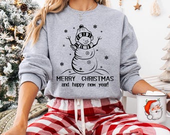 Christmas Snowman Sweatshirt, Smiley Snowman Hoodie, Christmas Party Sweatshirt, Funny Christmas Gifts Hoodies, Merry Xmas Sweatshirt