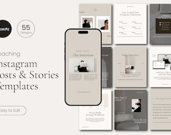 Beige Instagram Carousel Templates - Modern Canva Design (Digital Download)