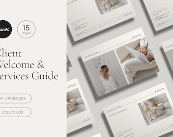 Mall för Canva-klientvälkomstpaket – redigerbar serviceguide (digital nedladdning)