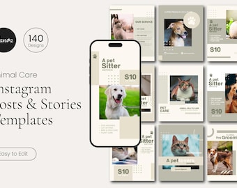 Pet Instagram Canva Templates – Dog, Cat, Vets, Groomers (Digital Download)