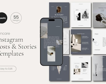 Skincare Instagram Template Bundle – Canva Editable Social Media Posts (PDF)