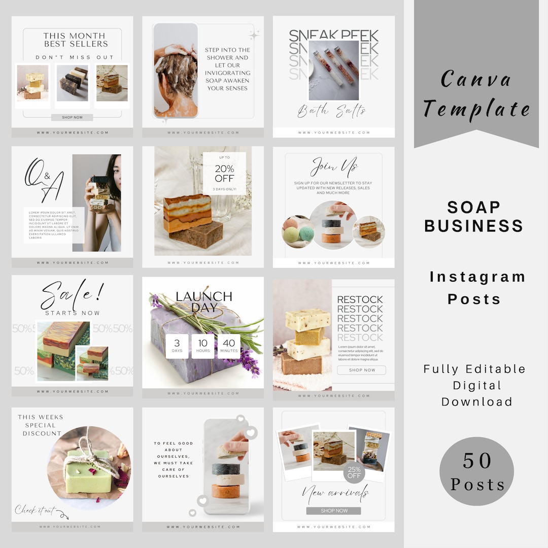 Handmade Soap Business Instagram, Soap Social Media Post Template ...