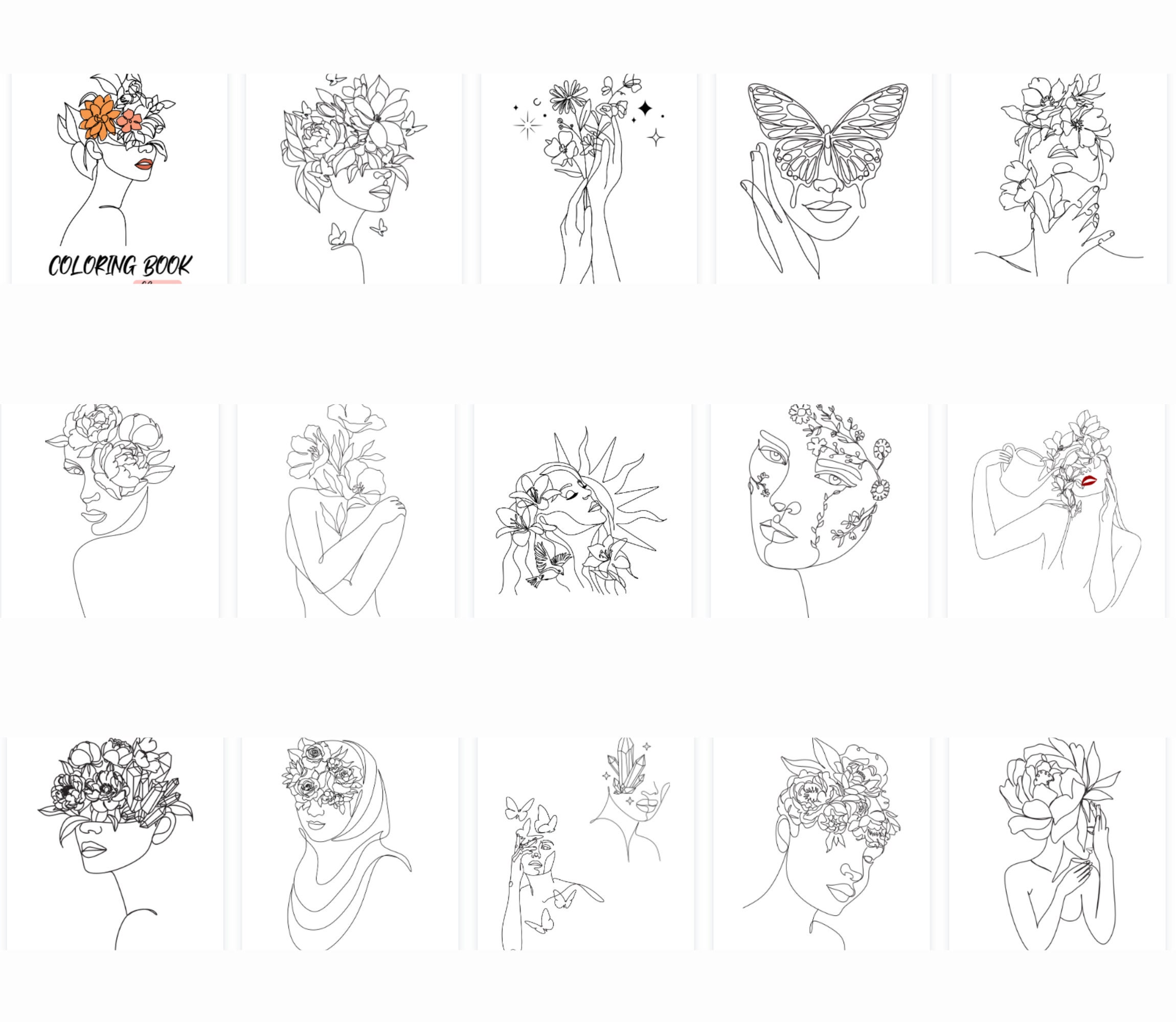 62 Aesthetic Coloring Book, Adult Teen Coloring Book, Mental Healthcare