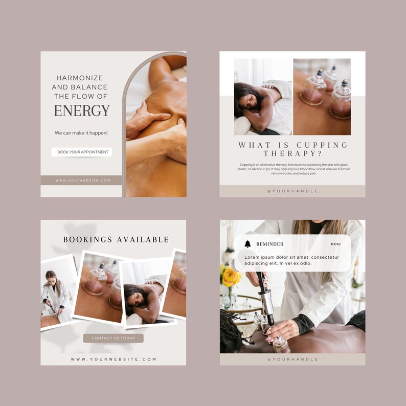 Inlägg om koppningsterapi på sociala medier, hijama-mall för Instagram, inlägg om koppningsmassage, Instagram-story, inlägg om hijama-engagemang bild 8