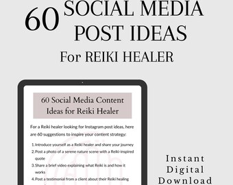 60 Reiki Social Media Post-ideeën, spirituele Instagram-inhoudsideeën, betrokkenheidspost-ideeën, inhoudsstrategie, Reiki-inhoudsidee, PDF-bestand