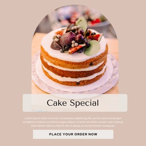 May include: A three-tiered cake decorated with fresh figs, berries, and greenery. The cake is frosted with white buttercream and sits on a white cake stand. The background is a light brown colour.
